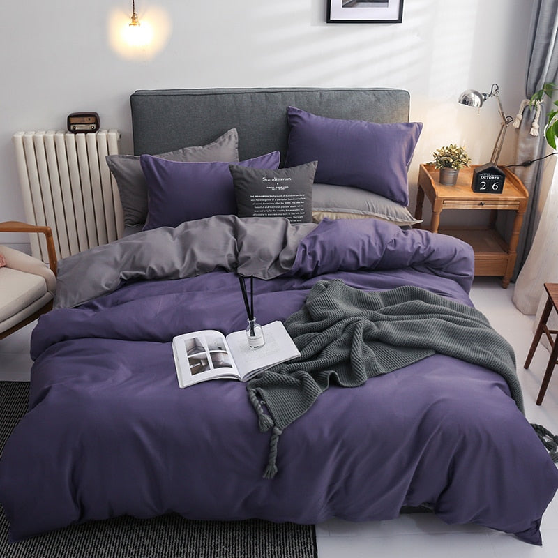 Violetti Ja Harmaa Käännettävä Vuodevaatteet Setti