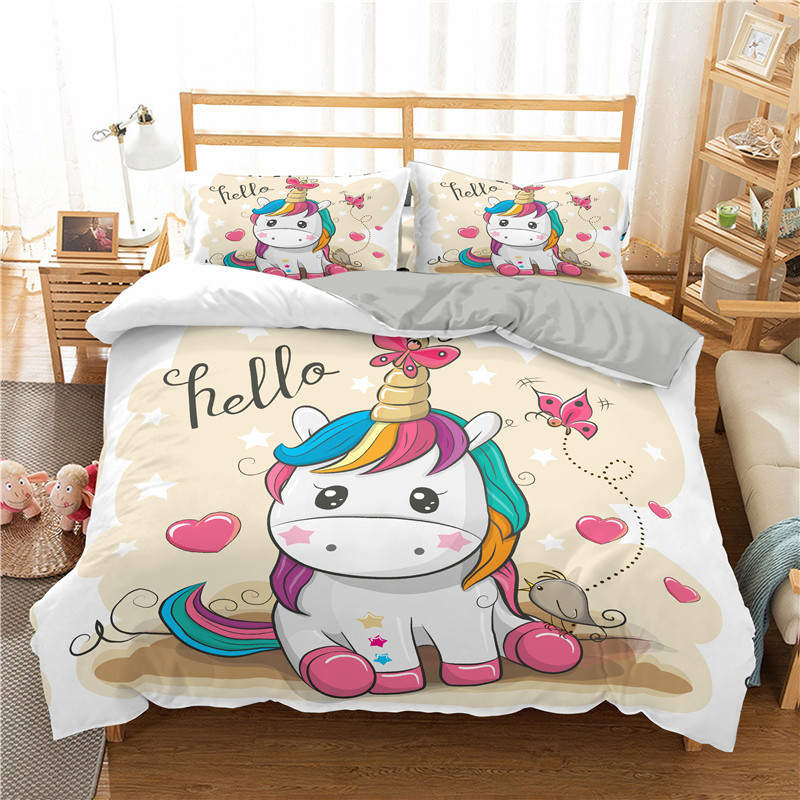Valkoinen Baby Unicorn Pussilakana