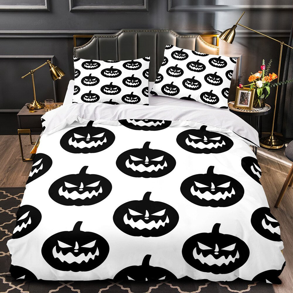 Valkoinen Kurpitsa Musta Halloween Pussilakana
