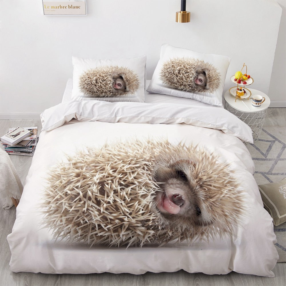 Valkoinen Söpö Hedgehog Pussilakana