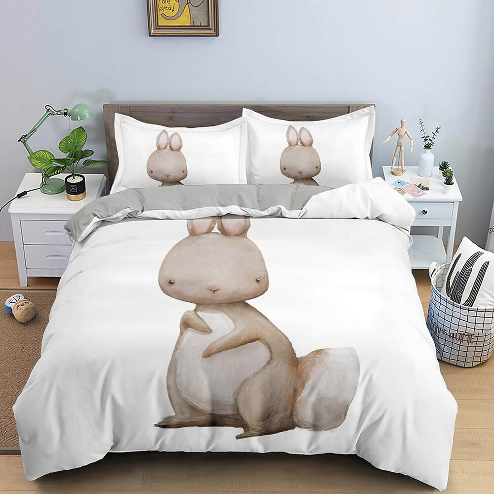Valkoinen Rabbit Pussilakana Lapsille