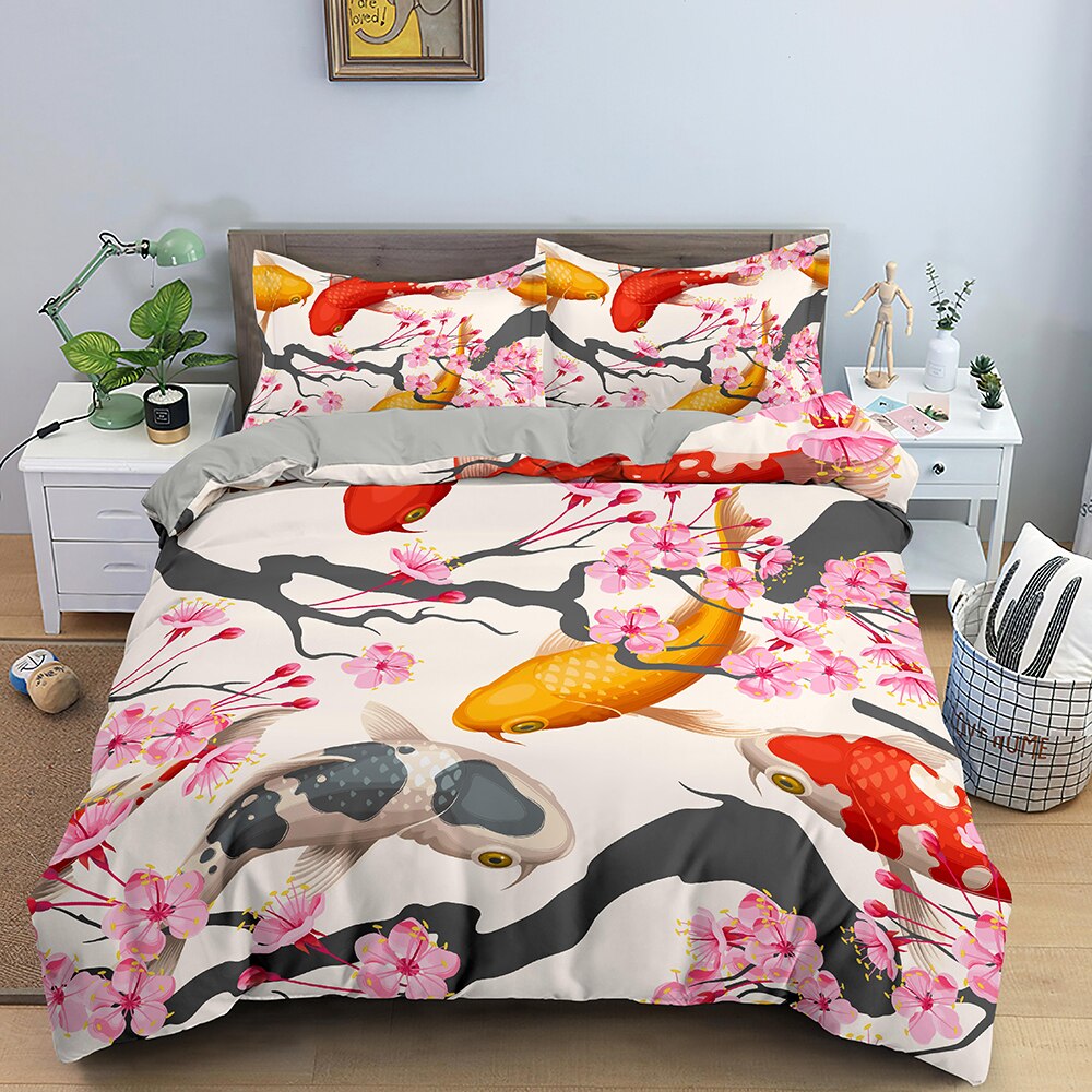 Valkoinen Koi Fish Pussilakana