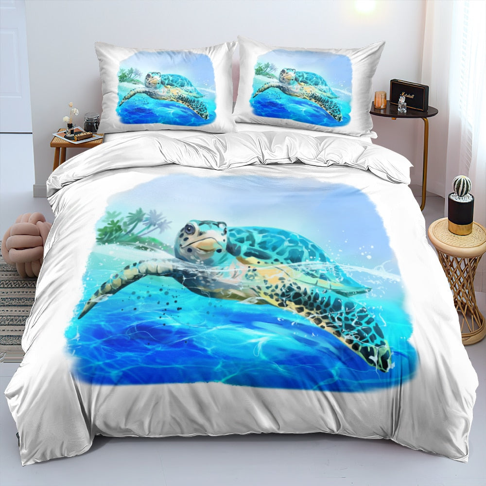 Valkoinen Turtle Pussilakana