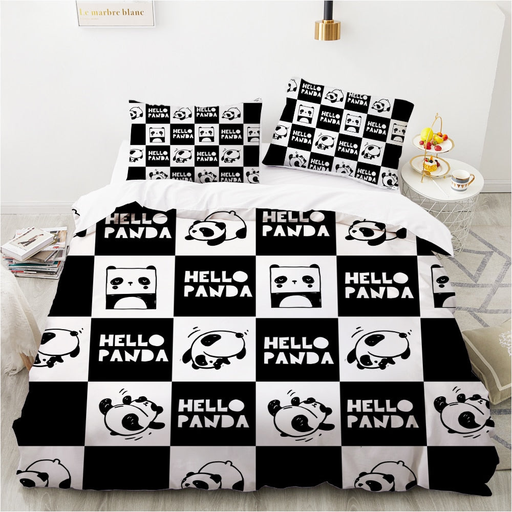 Valkoiset Ja Mustat Kotelot Söpö Panda Pussilakana