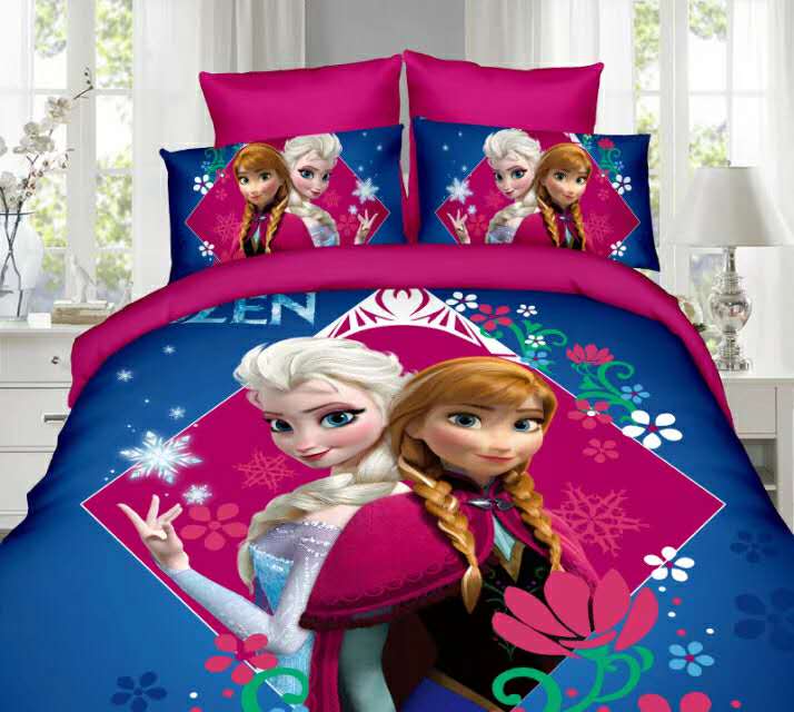 Anna Ja Elsa Sininen Ja Vaaleanpunainen Pussilakana
