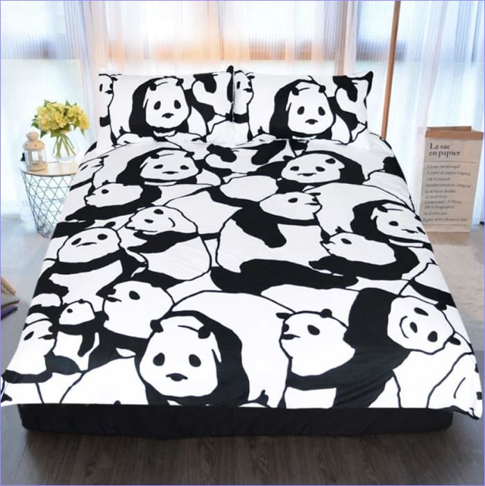 Mustavalkoinen Panda Pussilakana