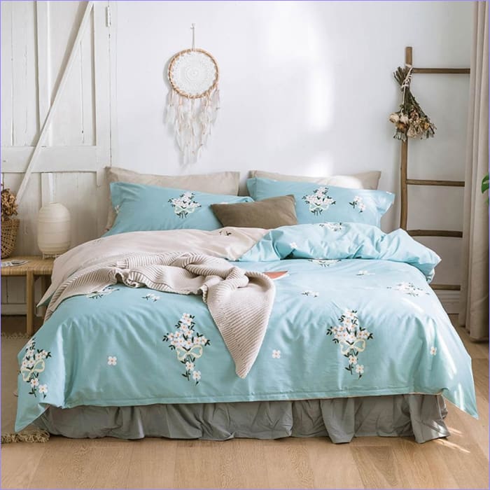 Turkoosi Kukkainen Pussilakana