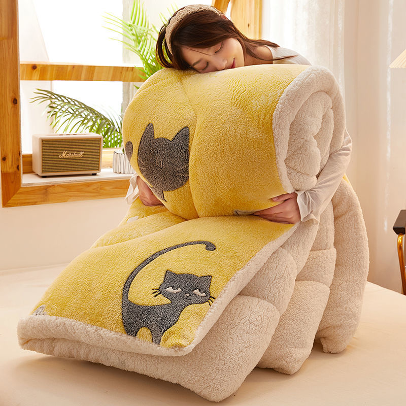 Keltainen Fleece-Peitto Pienet Kissat