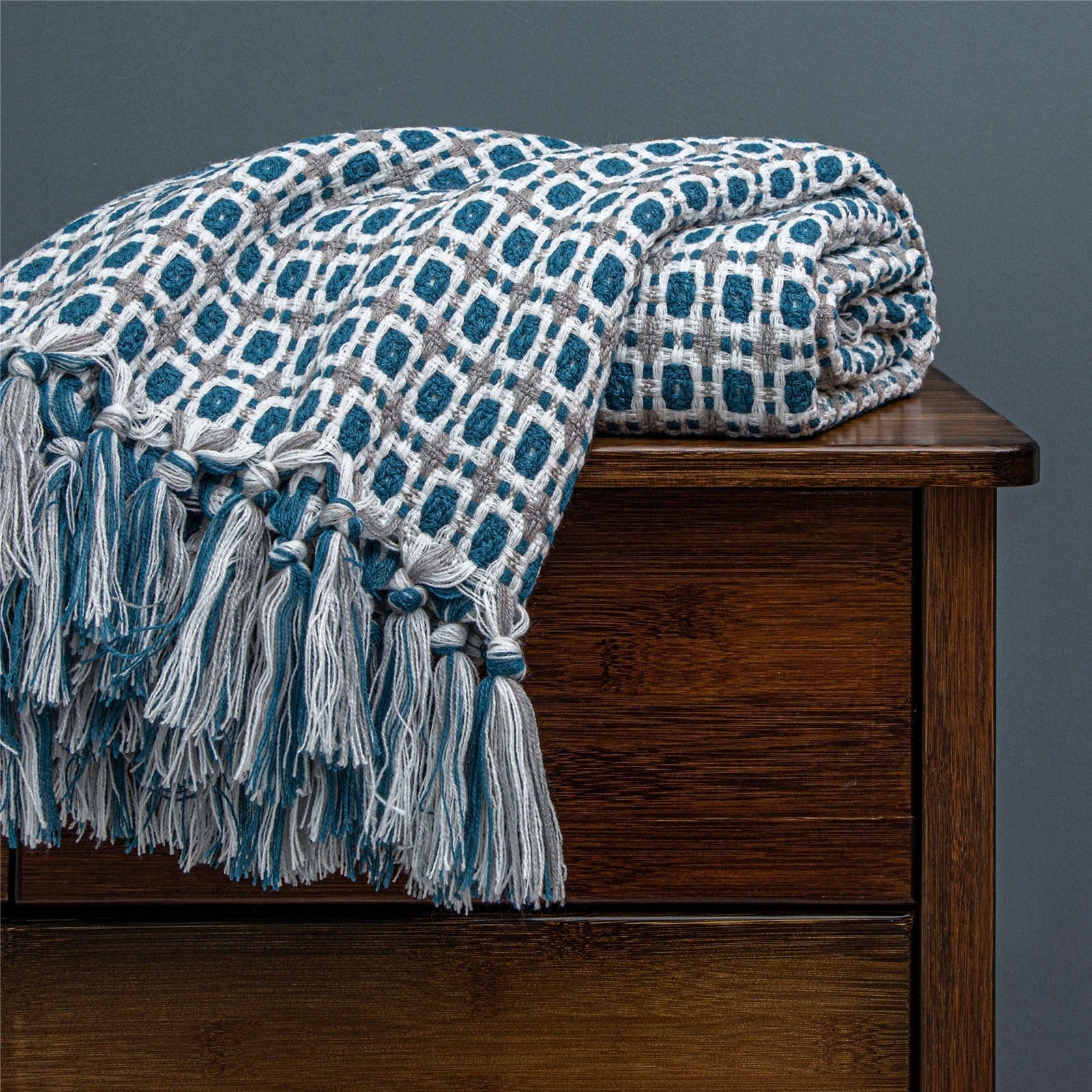 Lämmin Ruudullinen Neulottu Peitto Talveksi