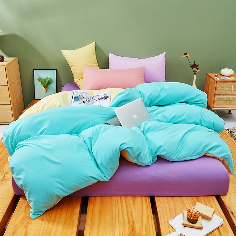 Pastellisininen Ja Keltainen Vuodevaatteet Setti