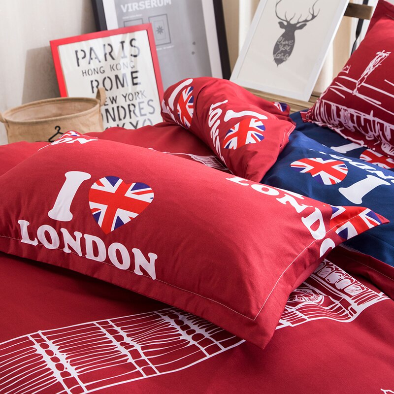 I Love London Red Vuodevaatteet Setti