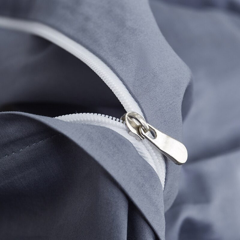 100 % Puuvillaa Pelkkä Vuodevaatteet Setti Harmaa Sininen