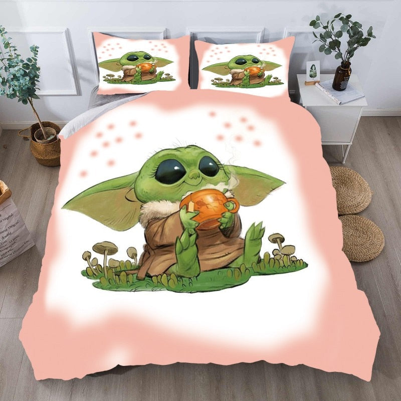 Baby Yoda Pinkki Ja Valkoinen Pussilakana