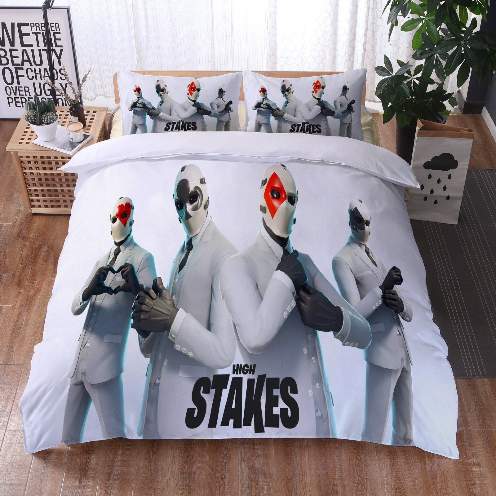 Fortnite Masked Valkoinen Pussilakana