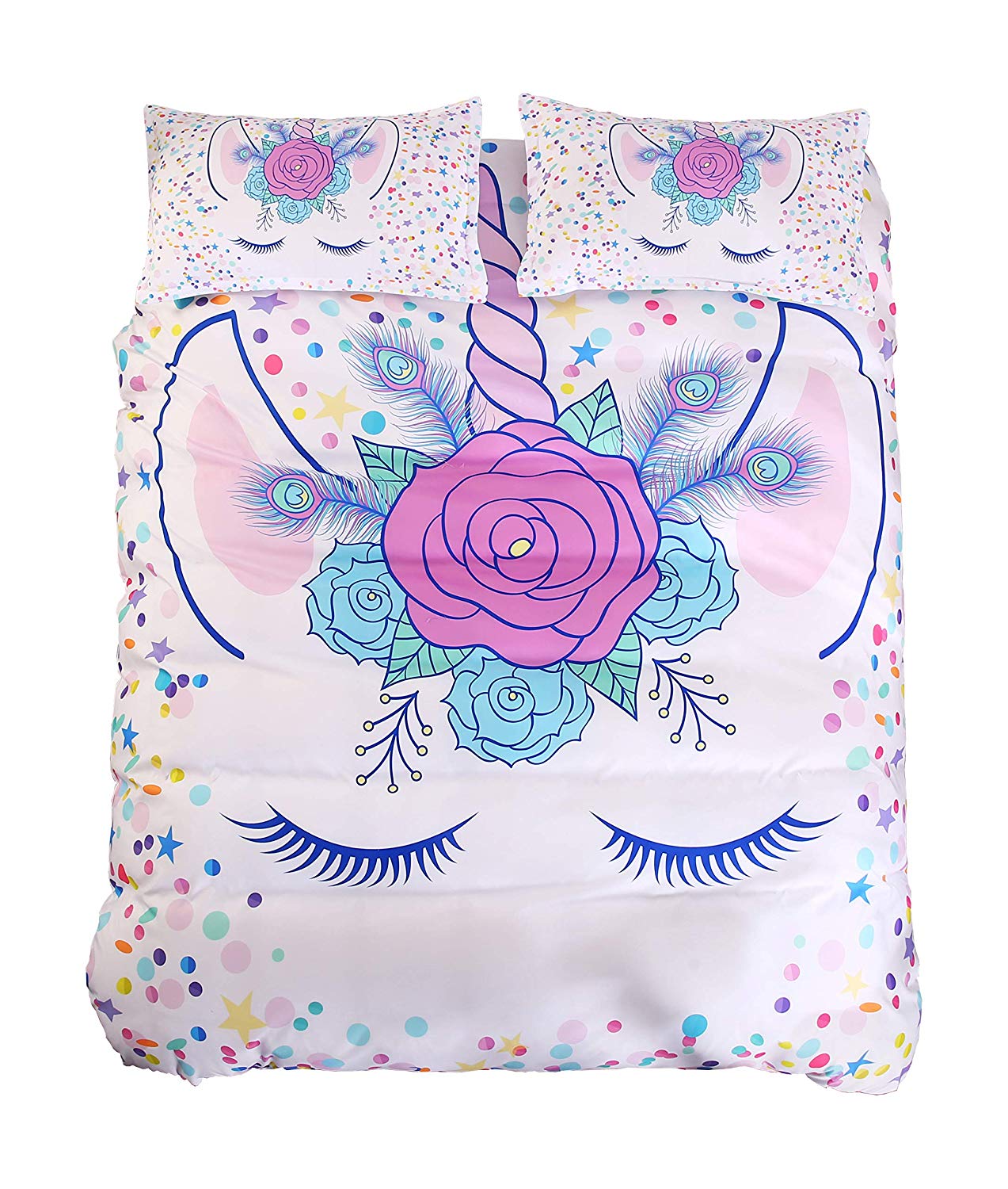 Valkoinen Sleeping Unicorn Pussilakana