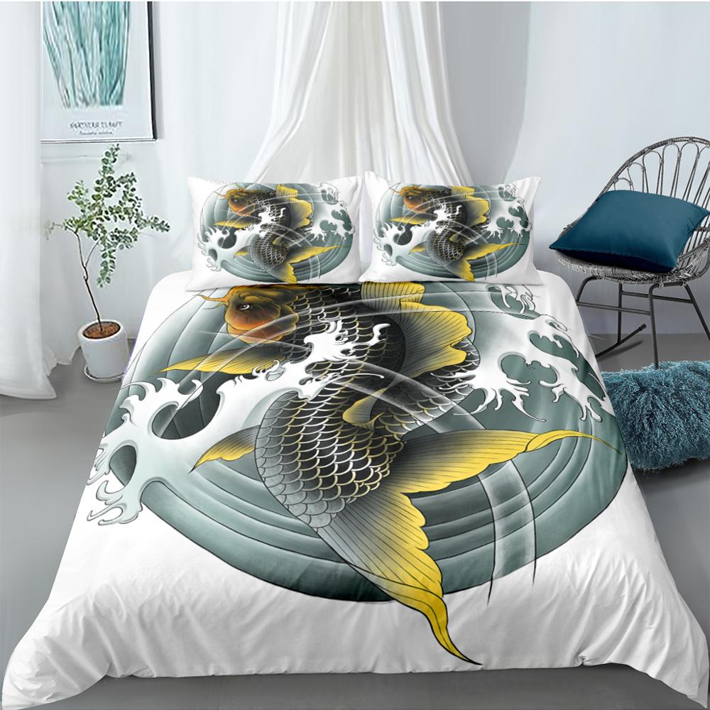 Valkoinen Musta Koi Fish Pussilakana