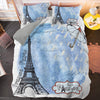 Sininen Paris Rain Pussilakana