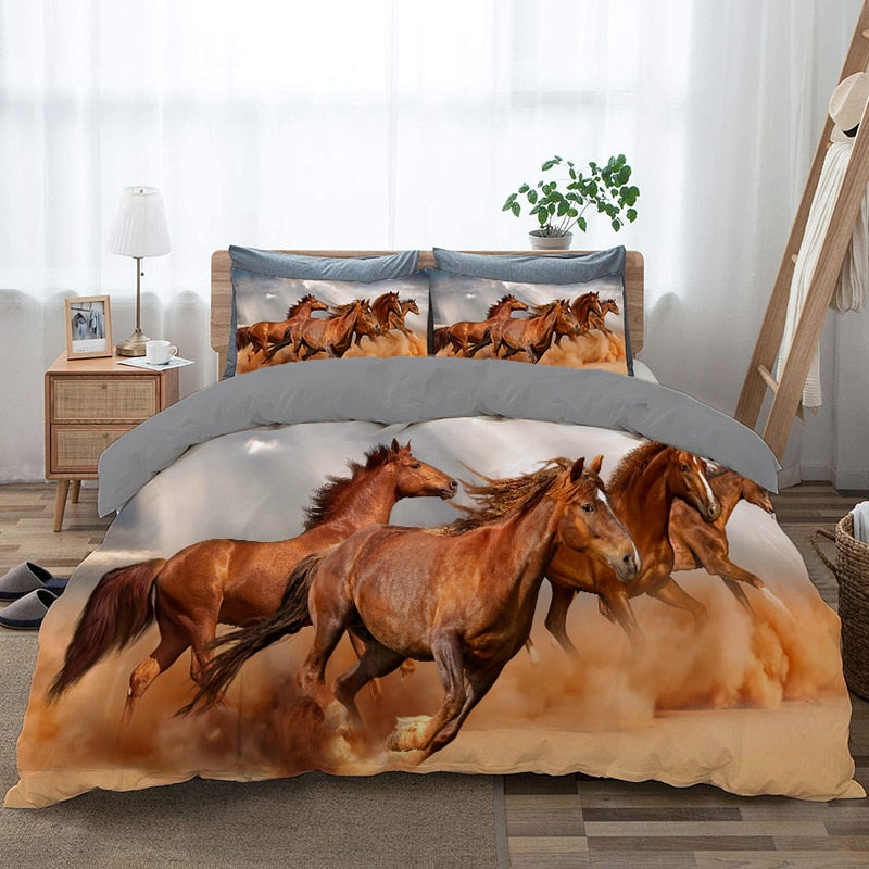 Ruskeat Hevoset Autiomaassa Pussilakana