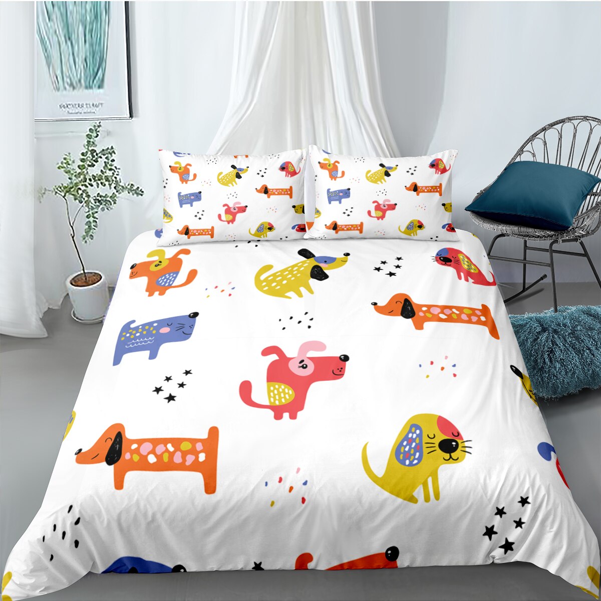 Värikäs Koirien Pussilakana