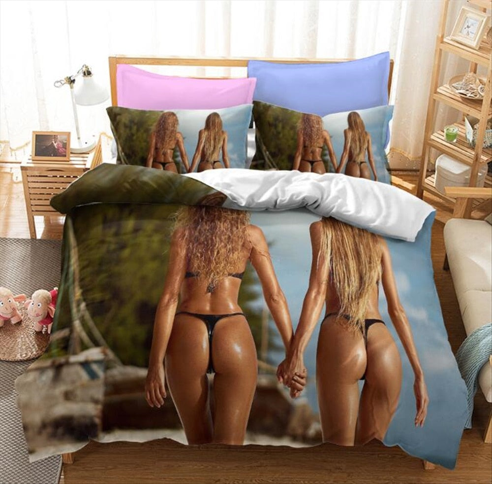 Pussilakana Kaksi Tyttöä Stringeissä Rannalla