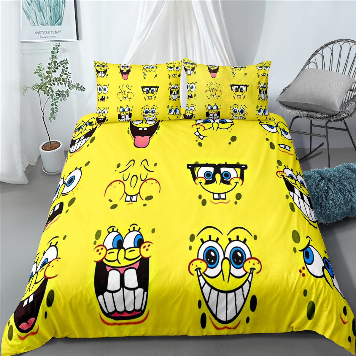 Keltainen Pussilakana Spongebob Funny Faces