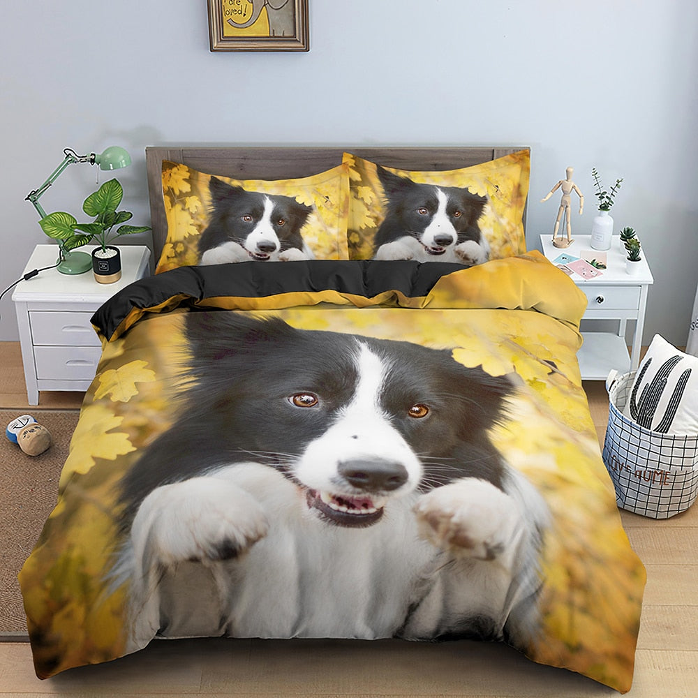 Keltainen Bordercollie-Pussilakana