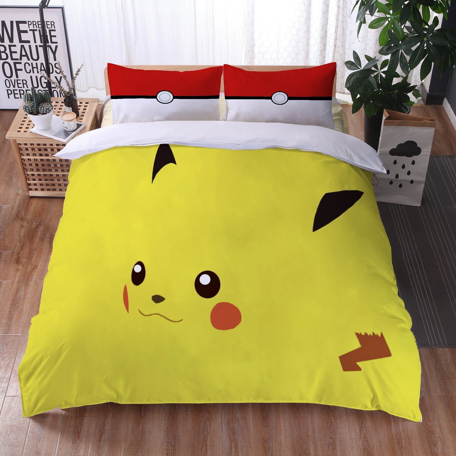 Keltainen Pokémon Pikachu Pussilakana