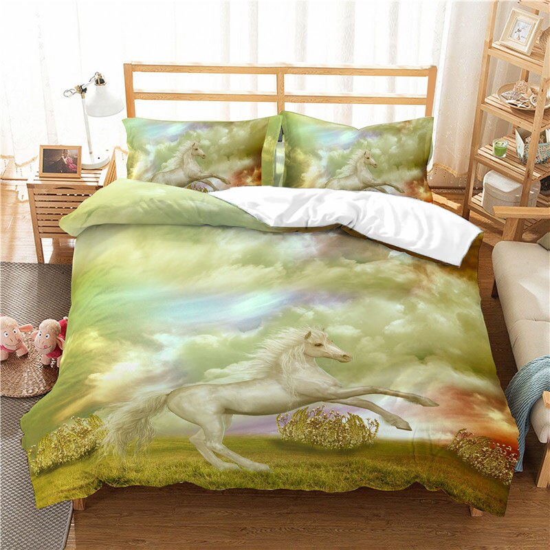 Valkoinen Unicorn Pussilakana