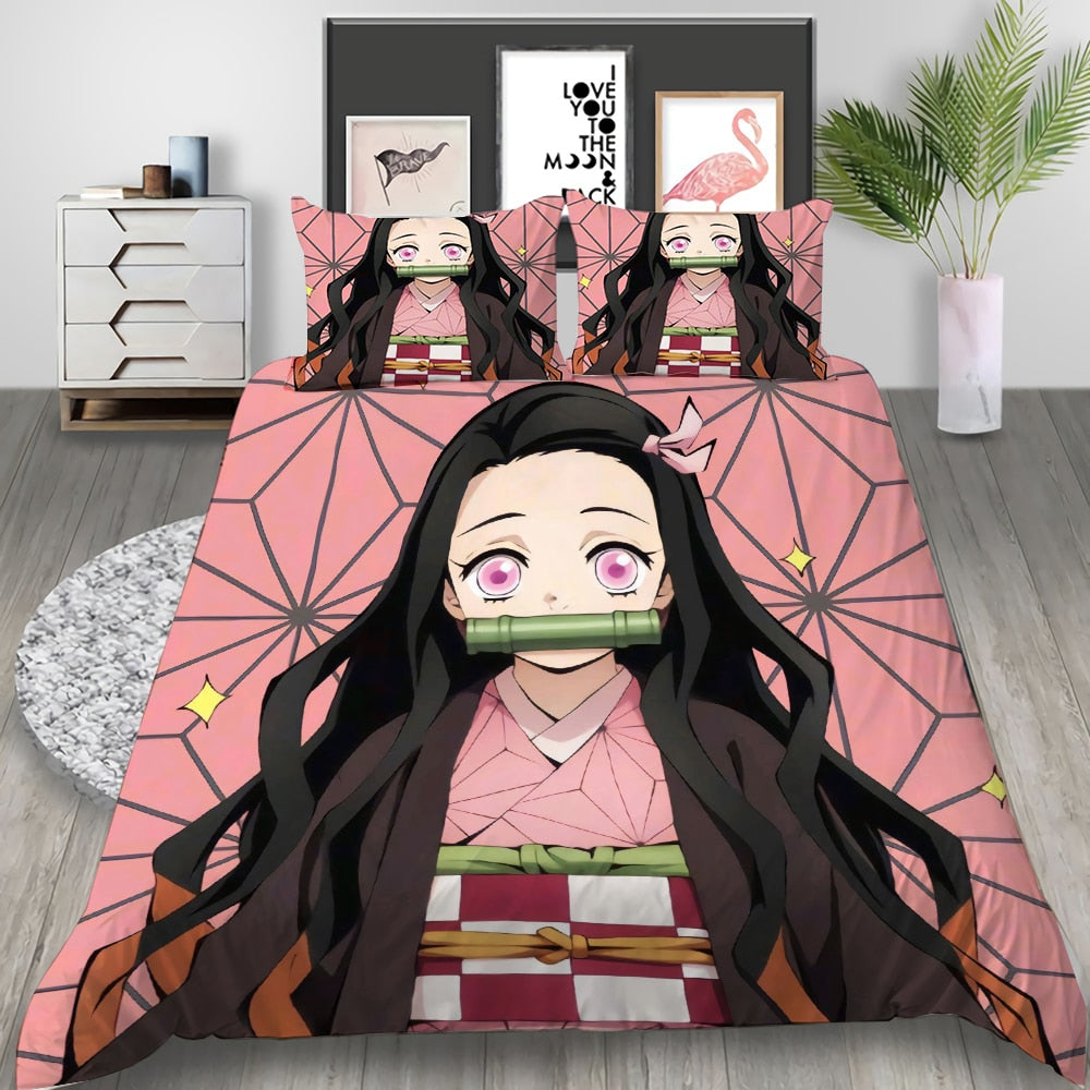 Nezuko Demon Slayer Pussilakana Vaaleanpunainen