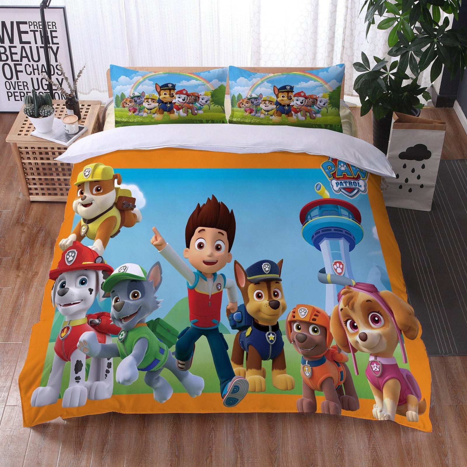 Paw Patrol Oranssi Ja Valkoinen Pussilakana