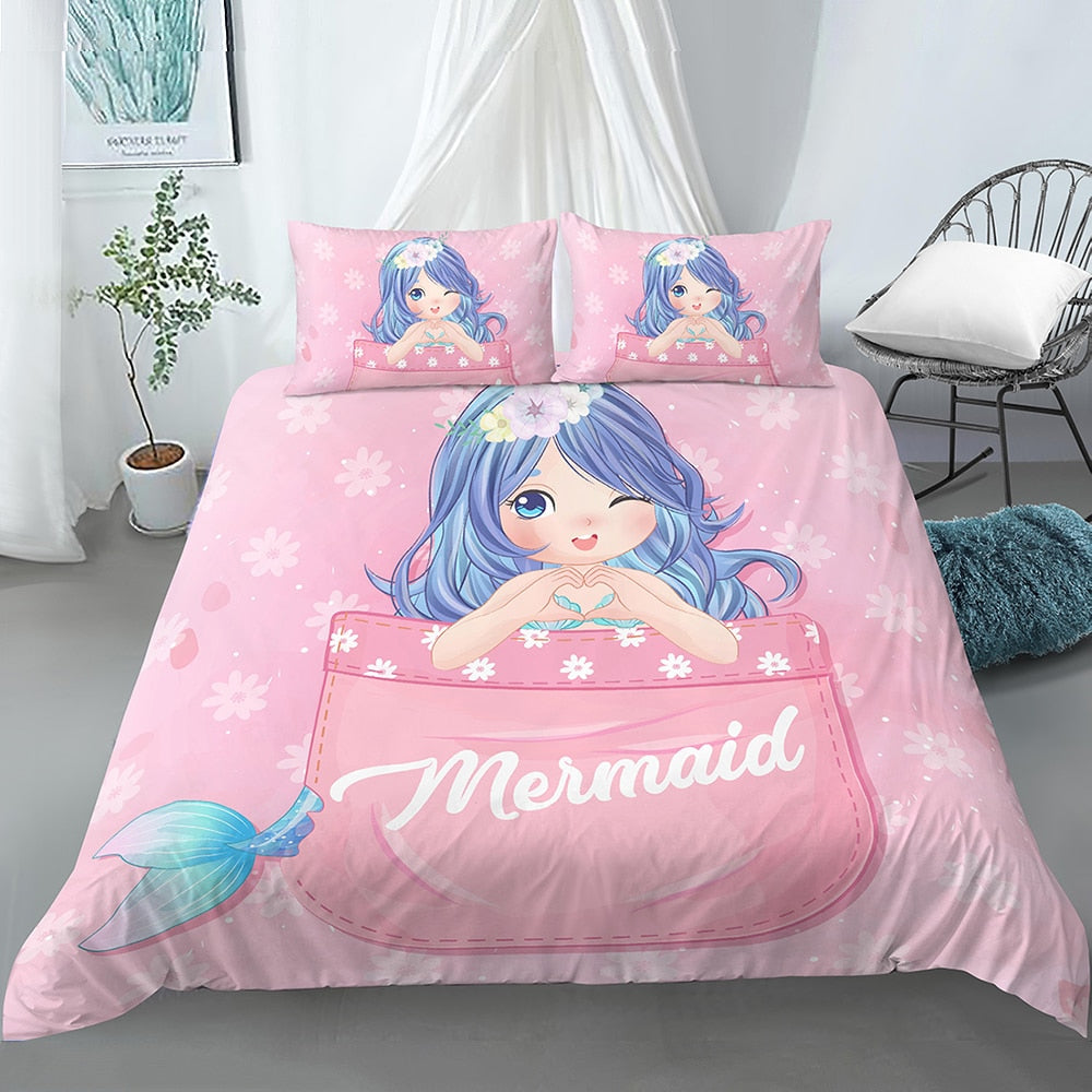 Blue Mermaid Pinkki Pussilakana
