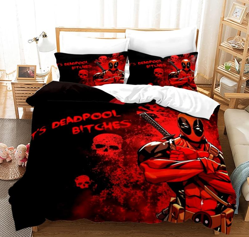 Punainen Ja Musta Deadpool Skulls Pussilakana