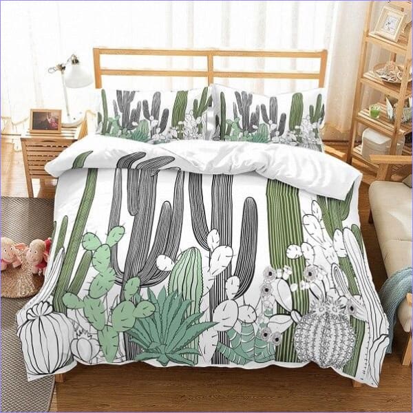 Valkoinen Cactus Pussilakana