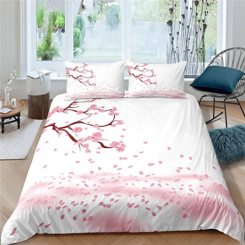 Valkoinen Pussilakana Pink Cherry Blossoms