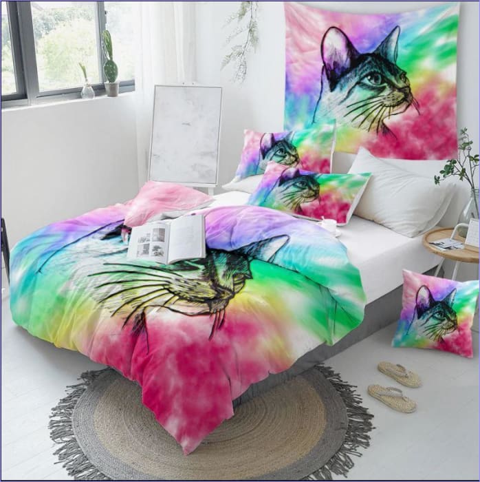 Värikäs Muotokuva Kissan Pussilakana