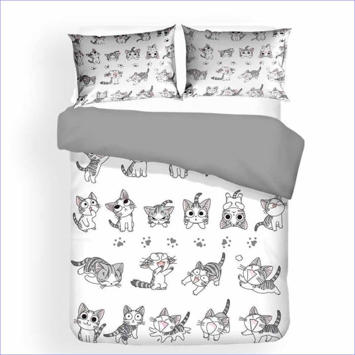 Mustavalkoinen Manga Kitten Pussilakana