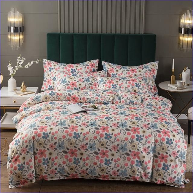 Englantityylinen Kukkainen Pussilakana Beige, Pinkki Ja Sininen