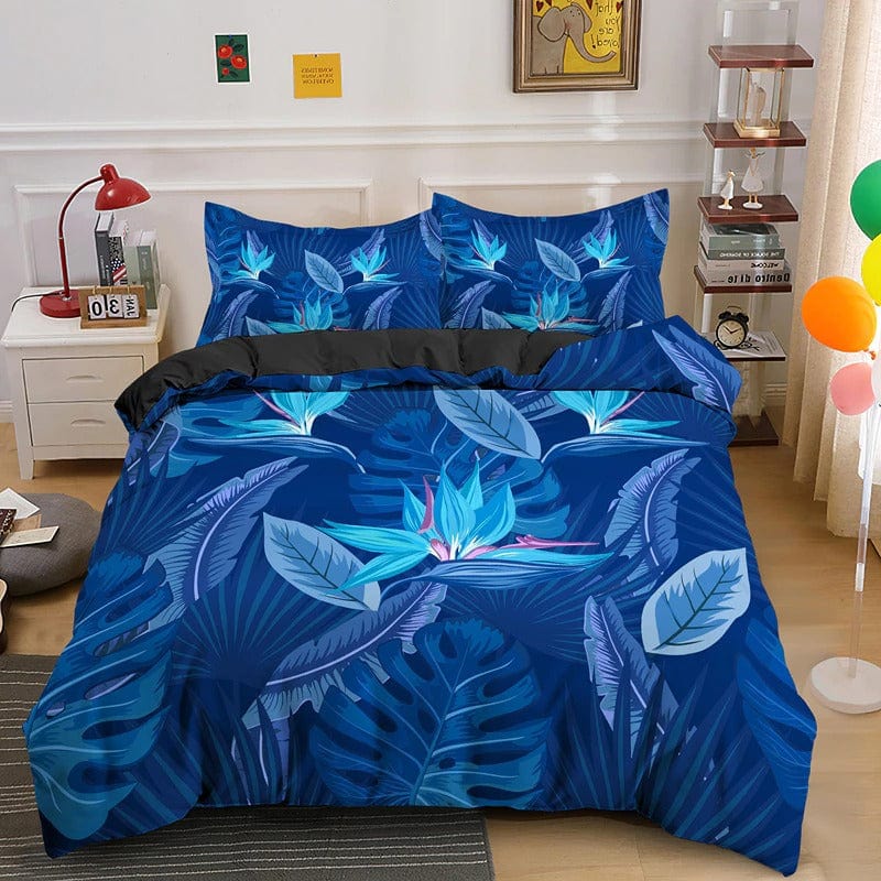 Sininen Lehtikuvioinen Pussilakana