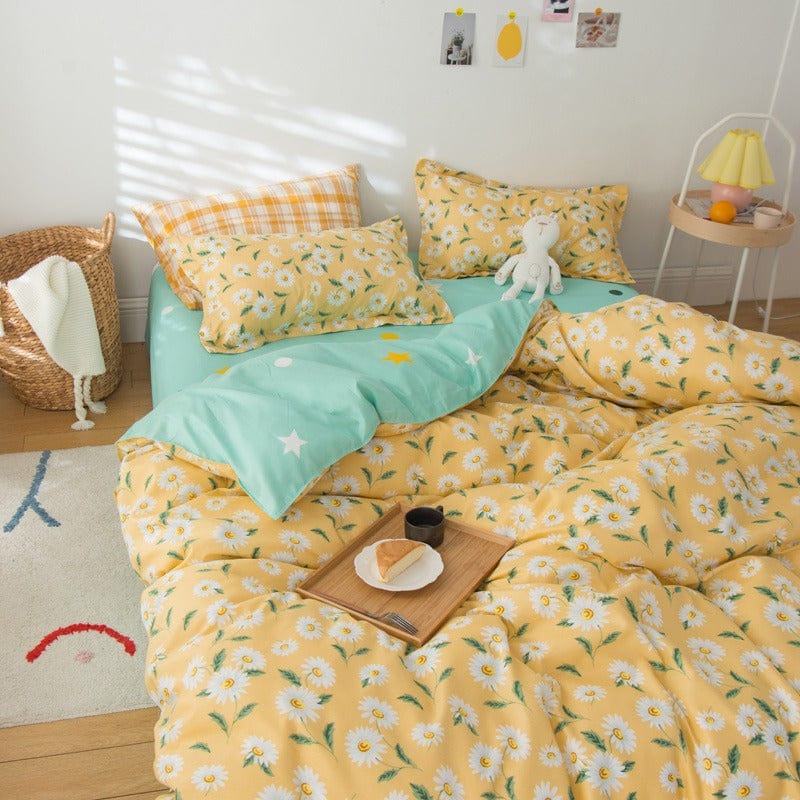 Keltainen Pussilakana Pienet Kukat