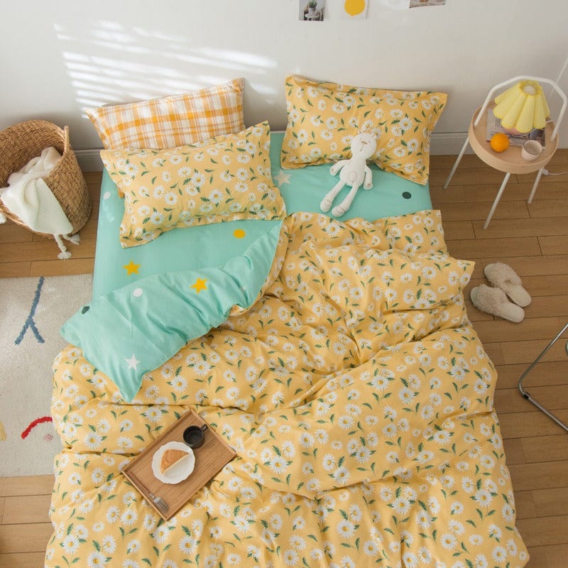 Keltainen Pussilakana Pienet Kukat