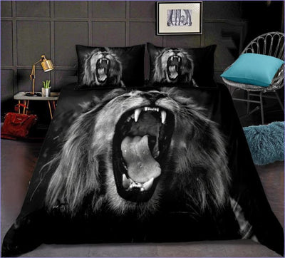 Mustavalkoinen Roaring Lion Pussilakana