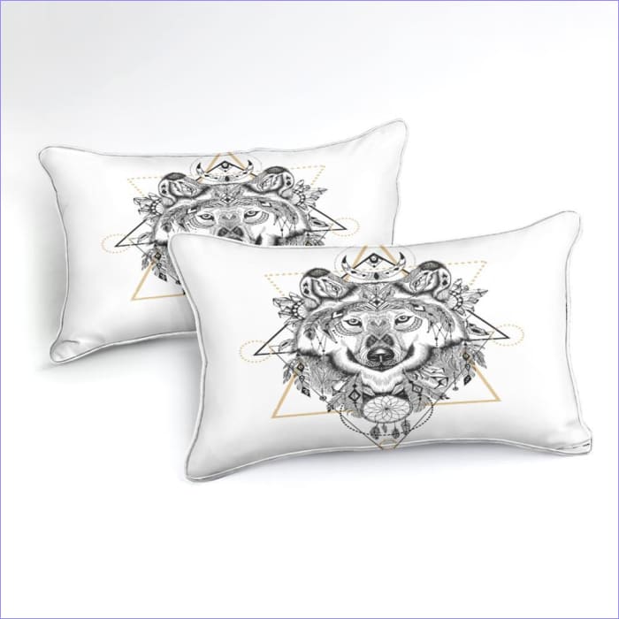 Valkoinen Dream Catcher Wolf Pussilakana