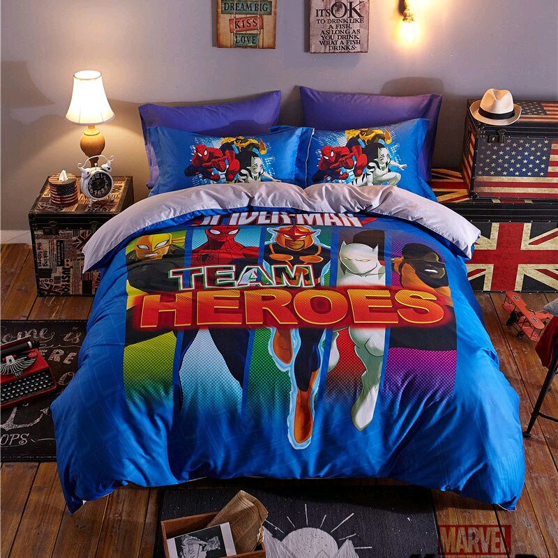 Marvel Team Avengers Heroes Pussilakana 100 % Puuvillaa