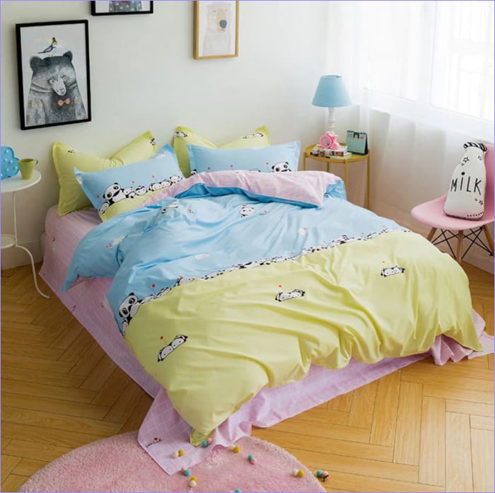 Sininen Ja Keltainen Panda Pussilakana