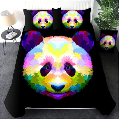 Monivärinen Panda-Pussilakana