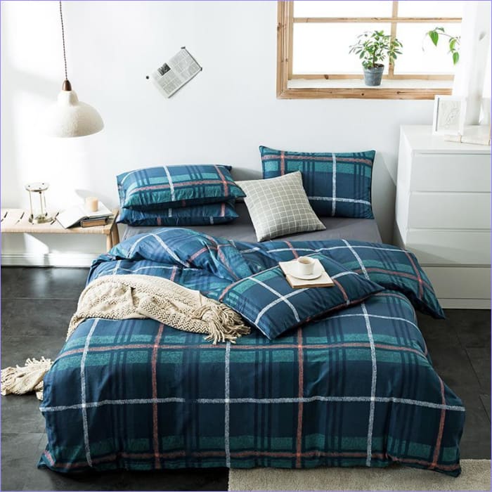 Sininen Tartan Pussilakana