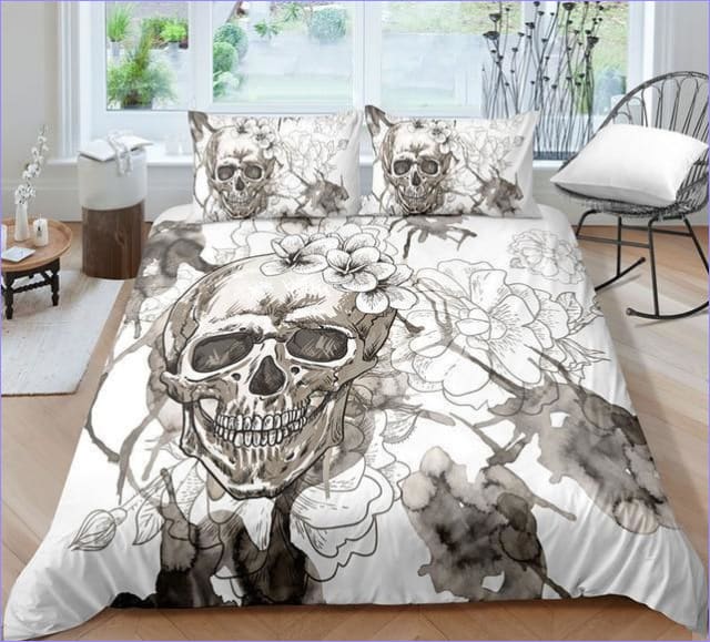 Valkoinen Skull Pussilakana