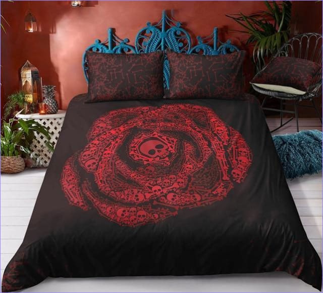 Punainen Spiral Skull Pussilakana