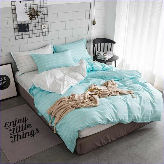 Truquoise Raidallinen Käännettävä Pussilakana