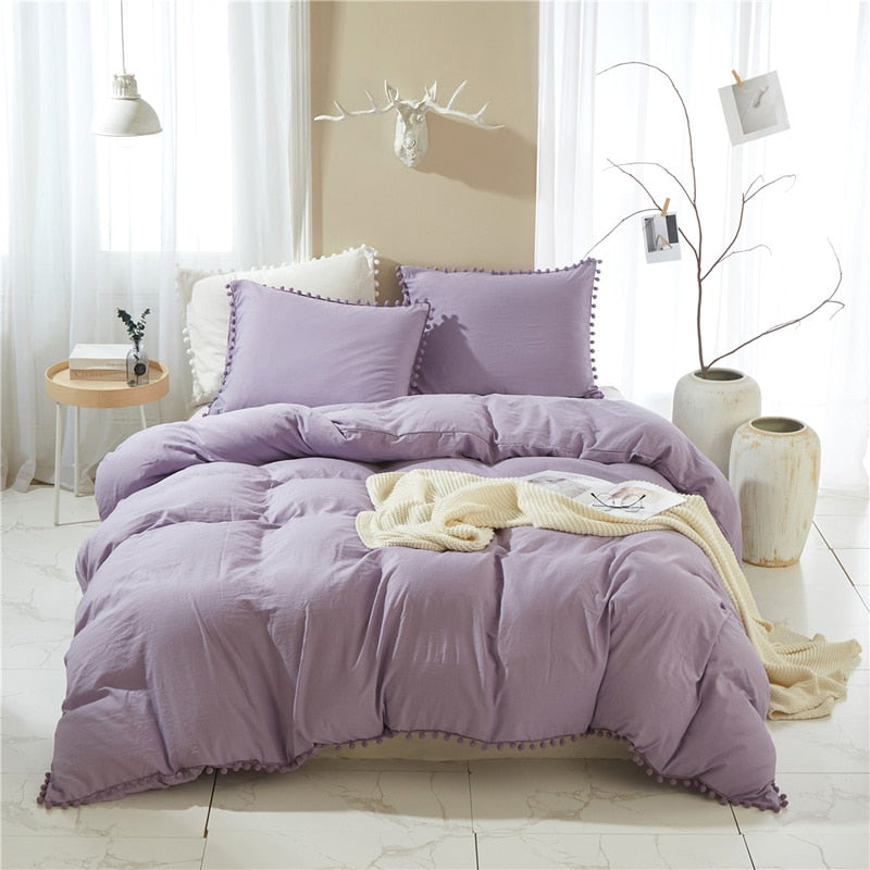 Yksinkertainen Pussilakana Violeteilla Pompopeilla